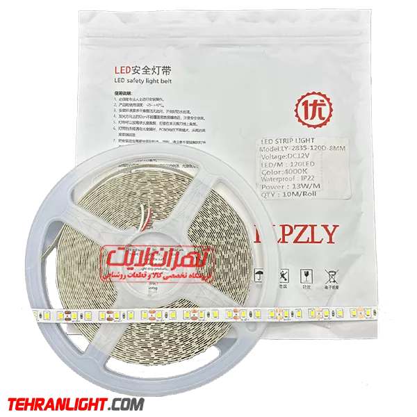 ریسه نواری 12 ولت تراکم 120 نچرال 8 میلیمتری حلقه 10 متری