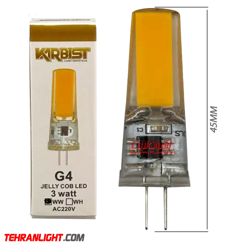 11740 لامپ ناخنی 3 وات 220 ولت پایه G4 نور آفتابی