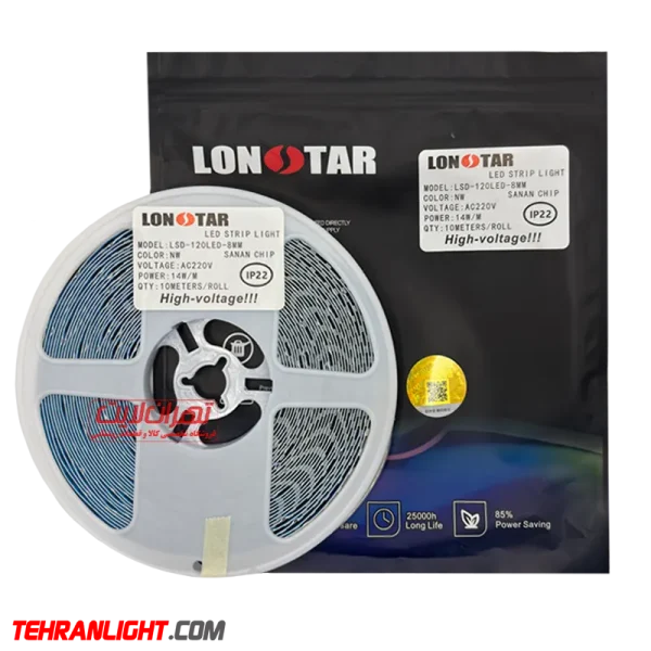 1.2 ریسه نواری 220 ولت تراکم 120نورطبیعی LONSTARاصلی