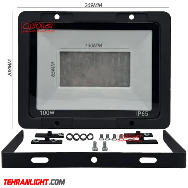 قاب پروژکتور 100وات تمام آلومینیوم با شیشه سکوریت IP65 - Image 1